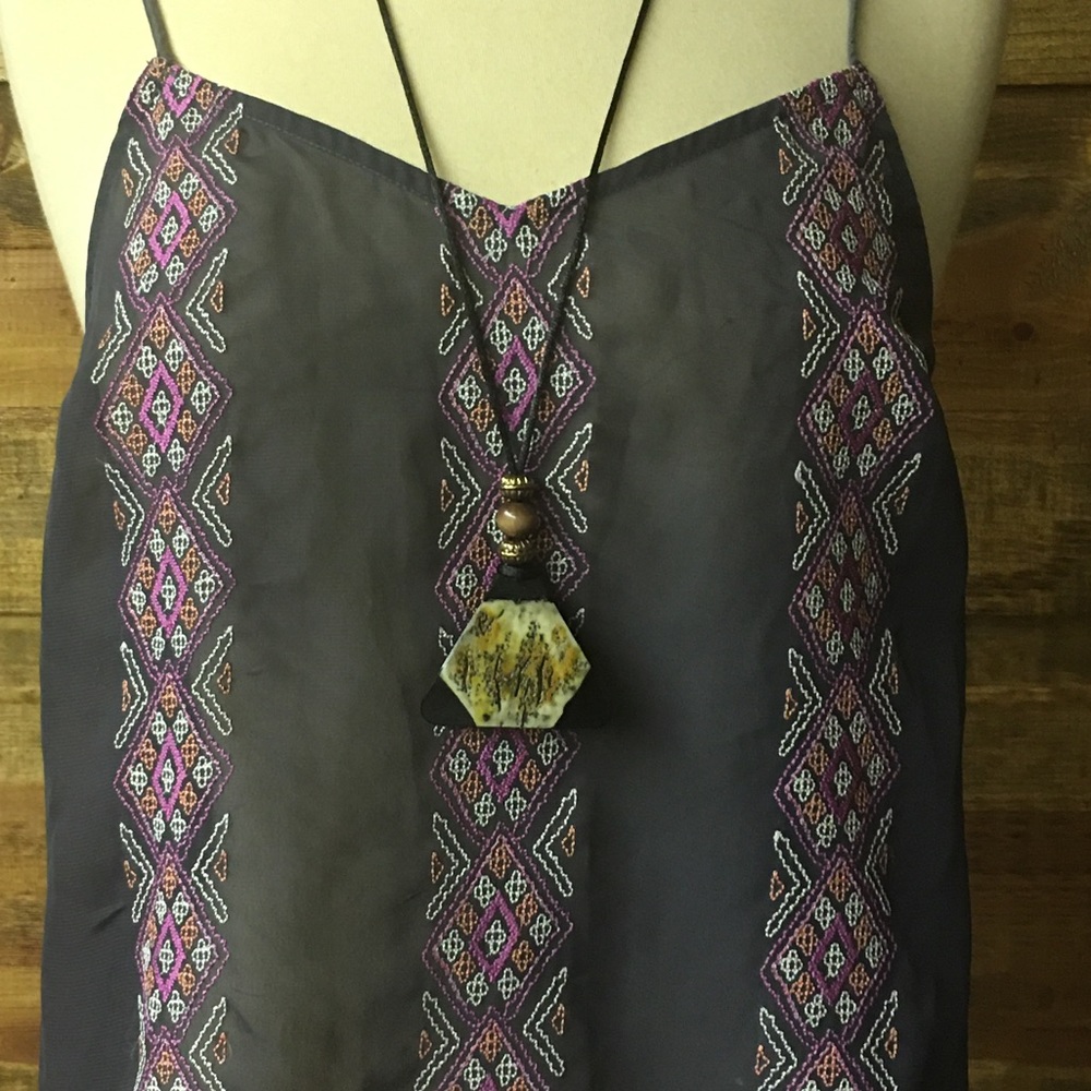 Ecote sheer embroidered tank Small